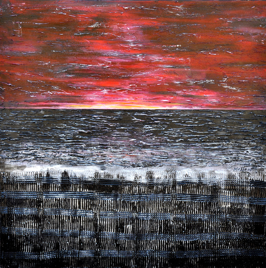 Crimson Sunset, original acrylic painting by Canadian artist Frank Mezzanotte