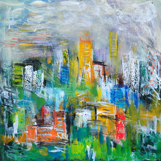 Così Così, original acrylic on canvas painting by Canadian artist Frank Mezzanotte